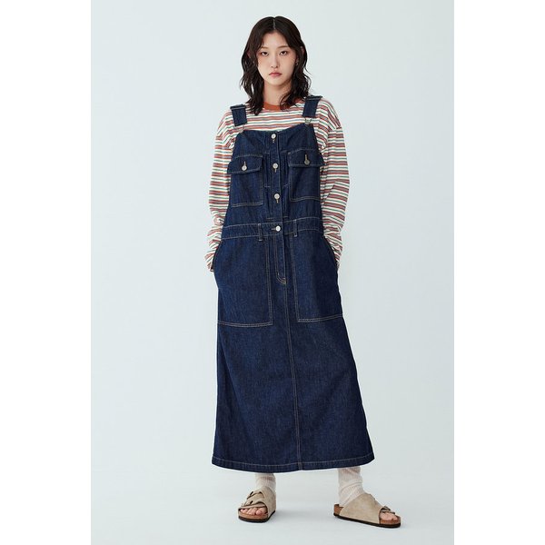 데님 투포켓 오버롤 스커트 9105262110055