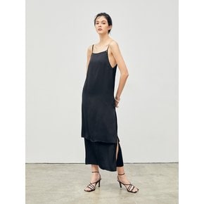 Tiered Slip Long Dress Black