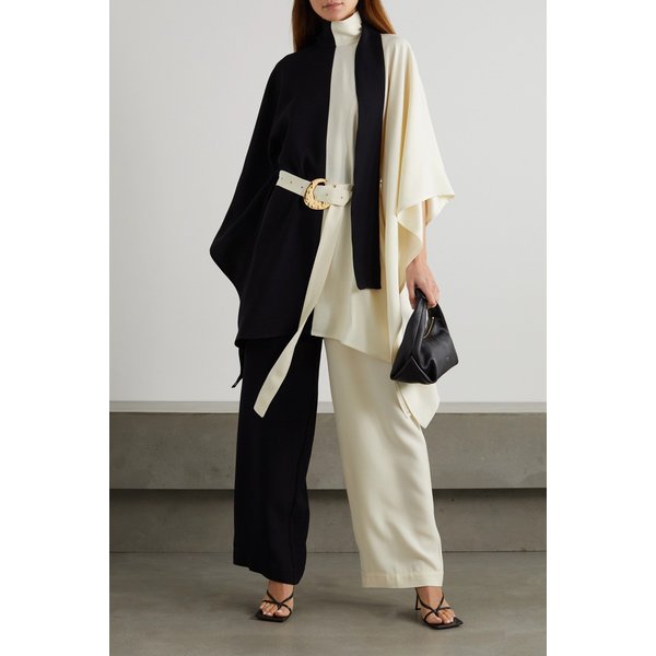 톨러 마르모 이클립스 새틴 트리밍 투톤 크레이프 와이드 팬츠 31840166392381506