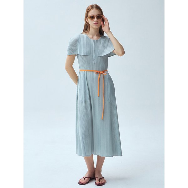 케이프 집업 플리츠 롱 원피스_2colors