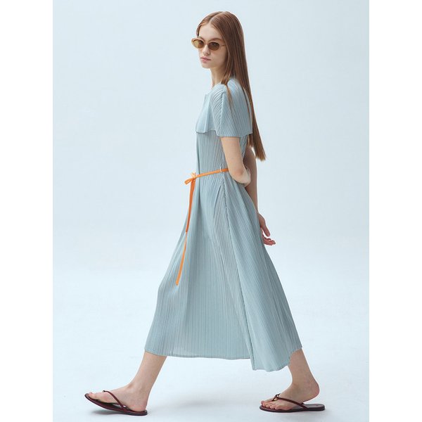 케이프 집업 플리츠 롱 원피스_2colors