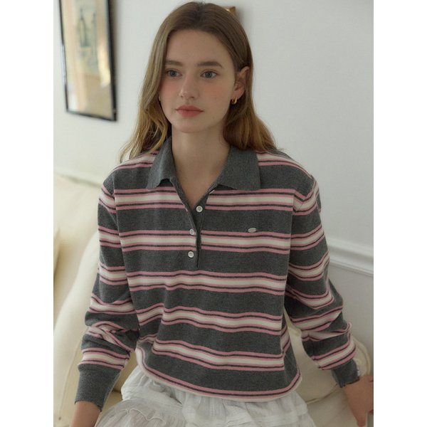 Multi Stripe Collar Knit - Pink