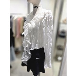 [여주점] 브이넥 프릴카라 포인트 긴팔 블라우스   ES2JB400