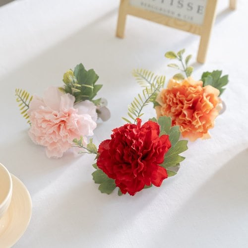 카네이션 조화 꽃 커튼 집게 타이백 13cm 3컬러 인테리어 고정 2