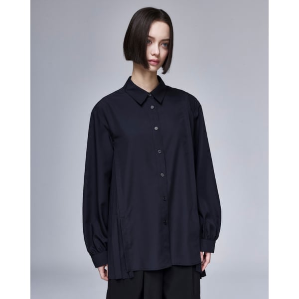 [파주점] [송지오우먼]송지오 어시메트릭 플리츠 셔츠 블랙 WH2SH300BK