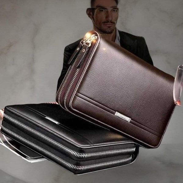 [옷자락] 남성 클래식 더블지퍼 사각형 클러치백