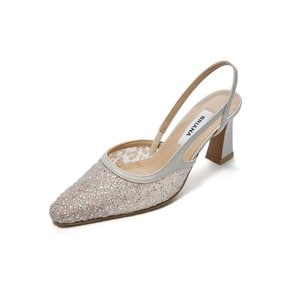 Glitter Mesh Slingback_Ivory