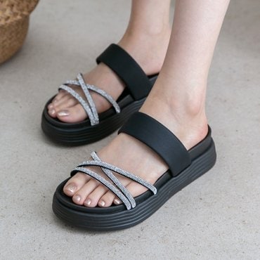 분홍코끼리 벨리에 큐빅 슬리퍼(4cm)