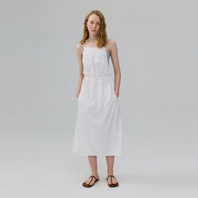 Drawstring Backless Dress_WHITE