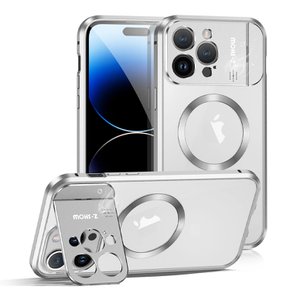 아이폰14 케이스 메탈 프레임 카메라커버 투명 맥세이프 풀커버 클리어 하드 케이스 M997