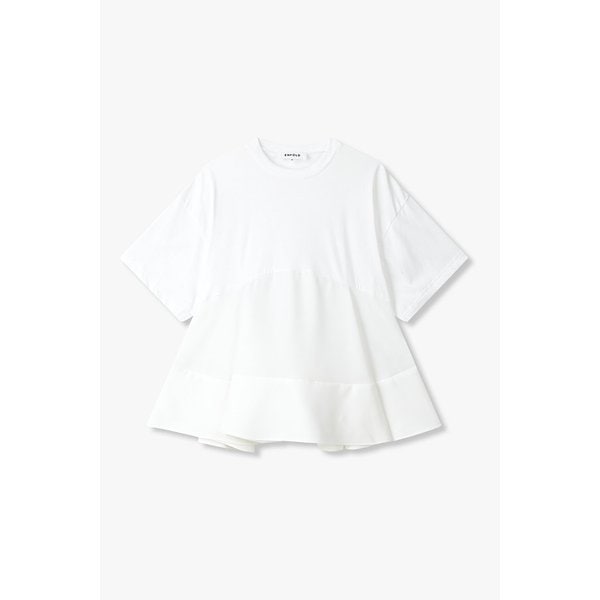 크루넥 플레어 도킹 티셔츠 (화이트) EN15108031000