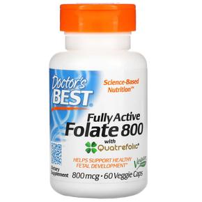 [해외직구] 닥터스베스트 엽산 800 콰트리폴릭 800mcg 60베지캡 Doctor`s Best Fully Active Folate 800 800 mcg 60 Veggie Caps