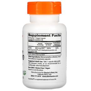 [해외직구] 닥터스베스트 엽산 800 콰트리폴릭 800mcg 60베지캡 Doctor`s Best Fully Active Folate 800 800 mcg 60 Veggie Caps