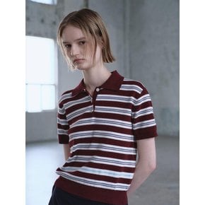 [Soft Cotton] Stripe Collar Knit Pullover  Wine (KE6351M01Z)