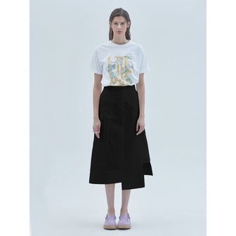 라이 언발란스 카고 미디 스커트 블랙