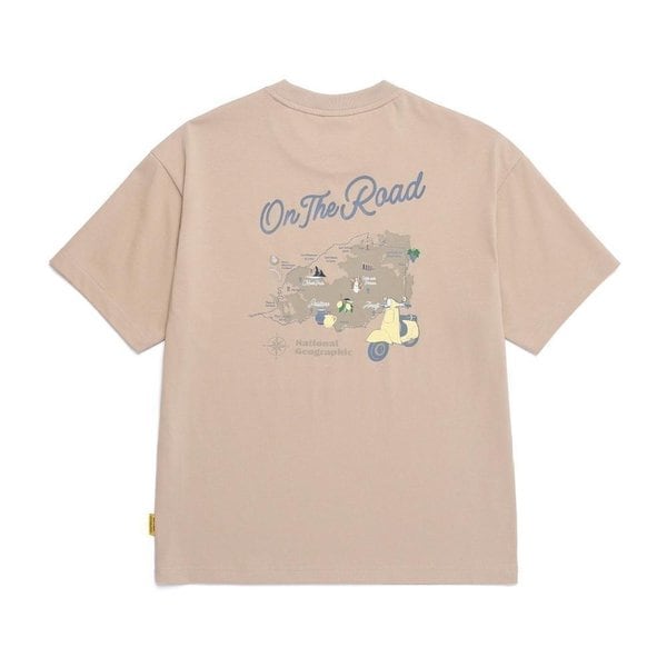 [여주점] N252UTS082 리젠아스킨 유니 온더로드 그래픽 세미오버핏 반팔 쿨티셔츠 BEIGE