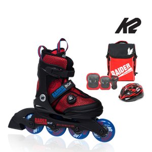 K2스케이트 [추가다쿠+][K2] 레이더보아 레드블루 아동인라인 5단계 사이즈조절 가방+보호대+헬멧[풀]