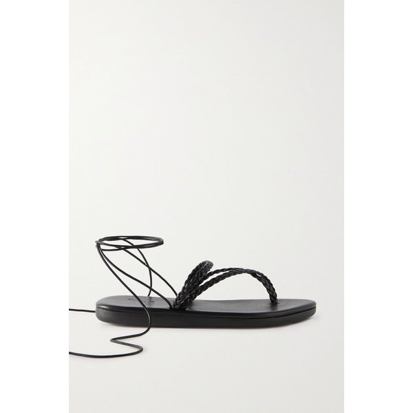 플라주 브레이디드 가죽 샌들 블랙 33258524072592756