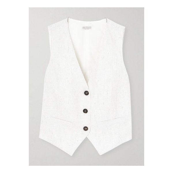 브루넬로쿠치넬리 핀스트라이프 리넨 혼방 베스트 화이트 1647597333333895