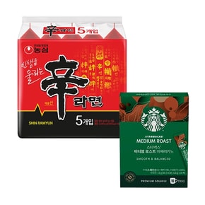 스타벅스 미디엄로스트 아메리카노 1.1g 10입X10박스+농심신라면20봉