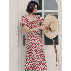 camellia flower bubble dress_red