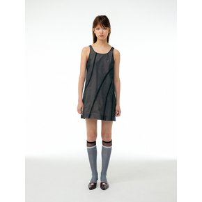 Sheer-overlay mini dress (Black)