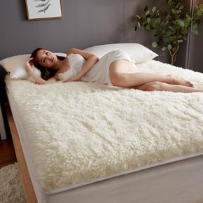양모토퍼 천연 양털 매트 패드 쿠션 따뜻한 깔개 차박-(오스트레일리안 울) 화이트 엑스트라 롱