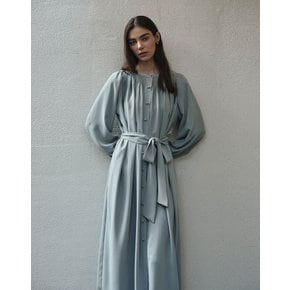 라운드 넥 롱 드레스 그린  ROUND NECK LONG DRESS GREEN