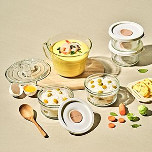신세계라이브쇼핑 글라스락 렌지쿡 코지밀크 계란찜용/ 햇밥용기 원형 4조 세트