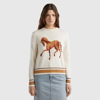 베네통 Horse graphic sweater_1594E109B0Z3