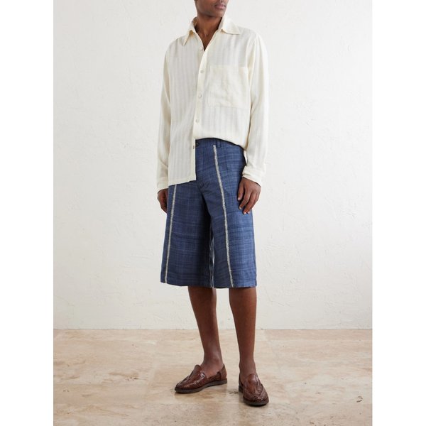 카틱 리서치 라바리 스트레이트 레그 자수 실크 쇼츠 46376663162975387