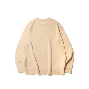 CREW NECK LOOSE FIT SWEATER  BEIGE