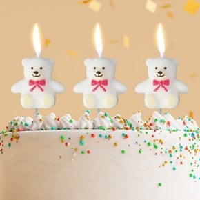 하얀곰 생일초 3개입 케이크 캐릭터초