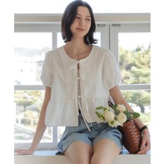 Front ribbon point blouse_Ivory