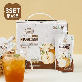 [3개묶음]자연그대로 물한방울 안들어간 국내산 배도라지즙 90ml 총 45팩 선물세트