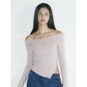 NANA RIBBON OFF-SHOULDER T - PINK