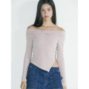 NANA RIBBON OFF-SHOULDER T - PINK