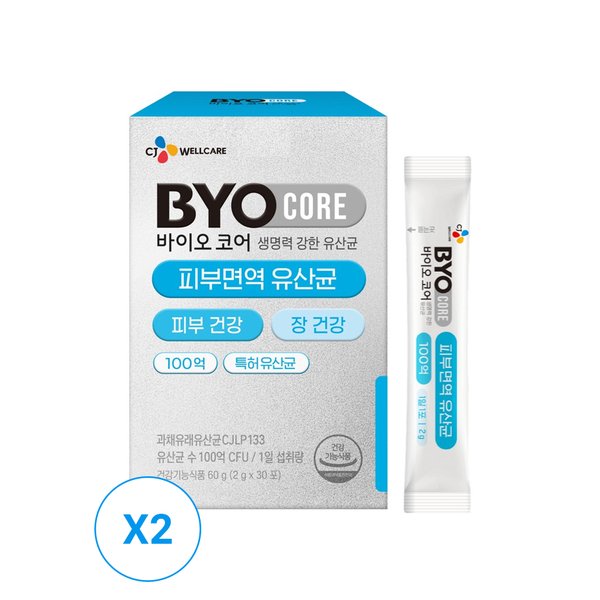 바이오코어 피부면역 유산균 100억 30포 x 2개(2개월분)
