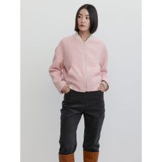 Hound Tooth Tweed Bomber Jacket  Pink (WE3911T59X)