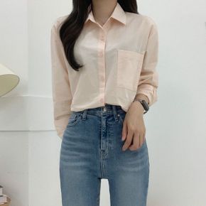 데니 바이오워싱 루즈핏 셔츠 여성용 베이직 무지 코튼 남방  5color _P306352516