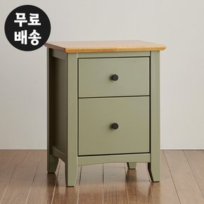 앤 고무나무 원목 2단 서랍장 협탁 침실 좁은 미니 협탁 우드 쇼파 거실(민트그레이)