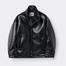 블랙 페이크레더 패딩 파카 CWUAW25995BKX