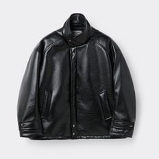 블랙 페이크레더 패딩 파카 CWUAW25995BKX