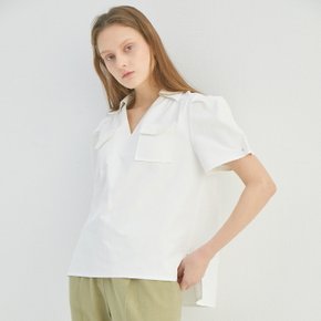 PUFF SLEEVE SHIRRING BLOUSE_2COLORS