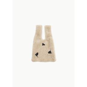 시몬로샤 26FW Mini Faux Fur Shopper Bag W/ Emb, Blonde/Jet