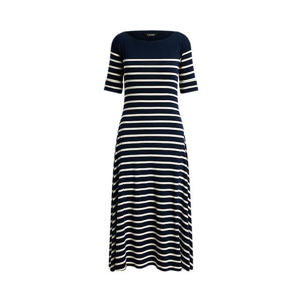 스트라이프 코튼 리브 니트 미디 드레스(WMLRDRSS5020067410)