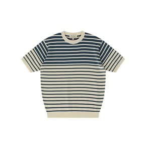 Essential knit round neck (Marine blue/ivory)