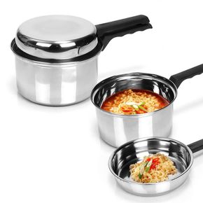 스텐 캠핑 라면냄비 1인용 듀얼 편수냄비 얇은 냄비16cm[35155028]