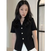 [Drama Signature]Open-collar Button Blouse_2color
