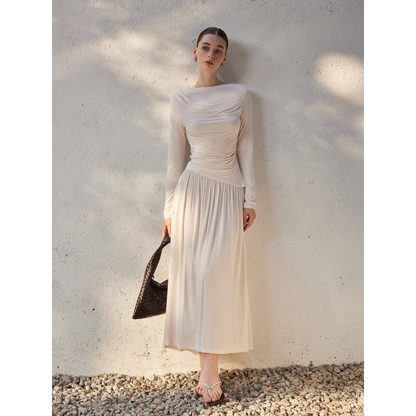 YY_Tencel kintted skirt_IVORY